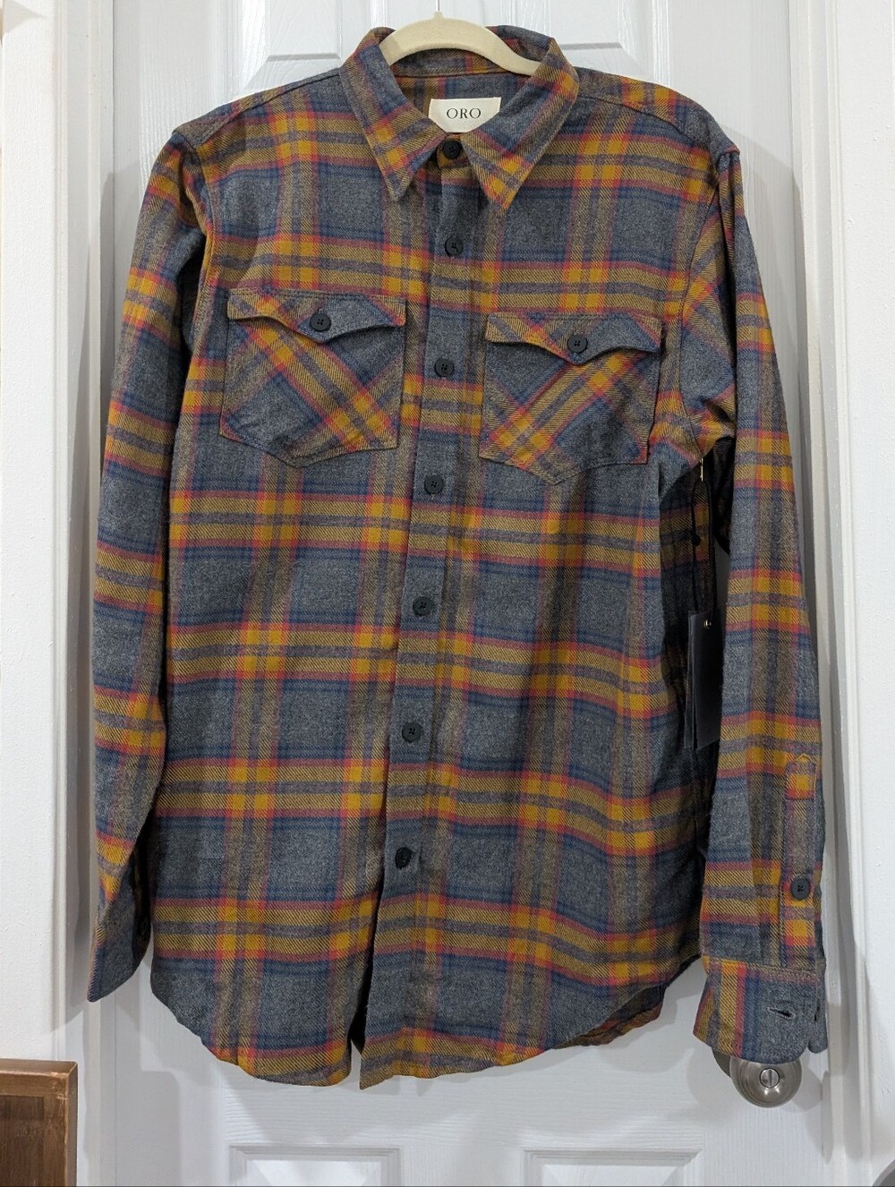 ORO Los Angeles Men’s Plaid Flannel Shirt Jacket Button Up – Size M